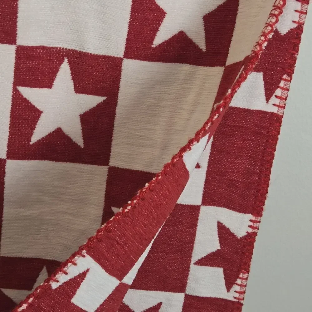 Table Runner USA Star Chenille Cloth Red White Patriotic 16x80